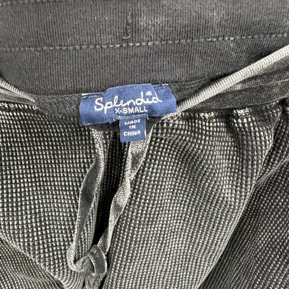 SPLENDID NWT Mineral Wash Waffle Knit Drawstring Shorts in Black  // XS - Picture 7 of 10